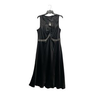 Lane Bryant 18 Midi Dress 100% Silk Womens Sequins Black Event Formal NEW